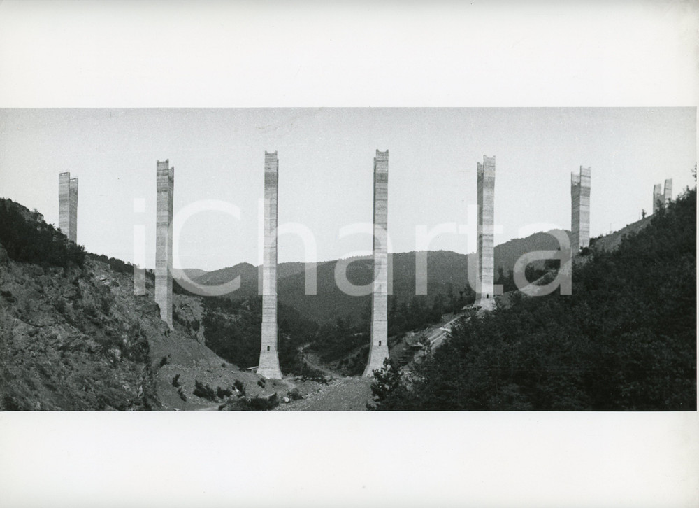 Fotografia d epoca originale 1965 ca BERCETO Autocamionale CISA A15 Costruzione Viadotto ROCCAPREBALZA Foto 1