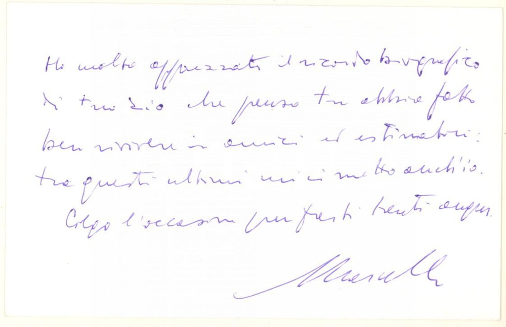 Autografo originale 1980 ca PADOVA Avv. Marcello OLIVI  Biglietto di ringraziamento AUTOGRAFO 1