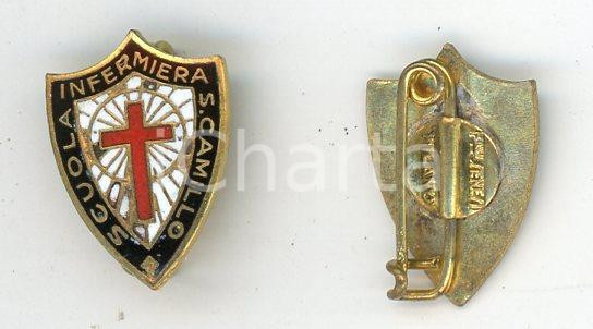 Oggetto da collezione cartaceo 1955 ca MILANO Scuola infermiera San Camillo  Medaglietta 1.5x2 cm 1