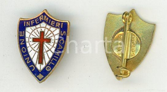 Oggetto da collezione cartaceo 1955 ca MILANO Unione infermieri San Camillo  Medaglietta 1.5x2 cm 1