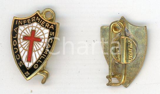 Oggetto da collezione cartaceo 1955 ca MILANO Scuola infermiera San Camillo  Medaglietta 1.5x2 cm 1 1