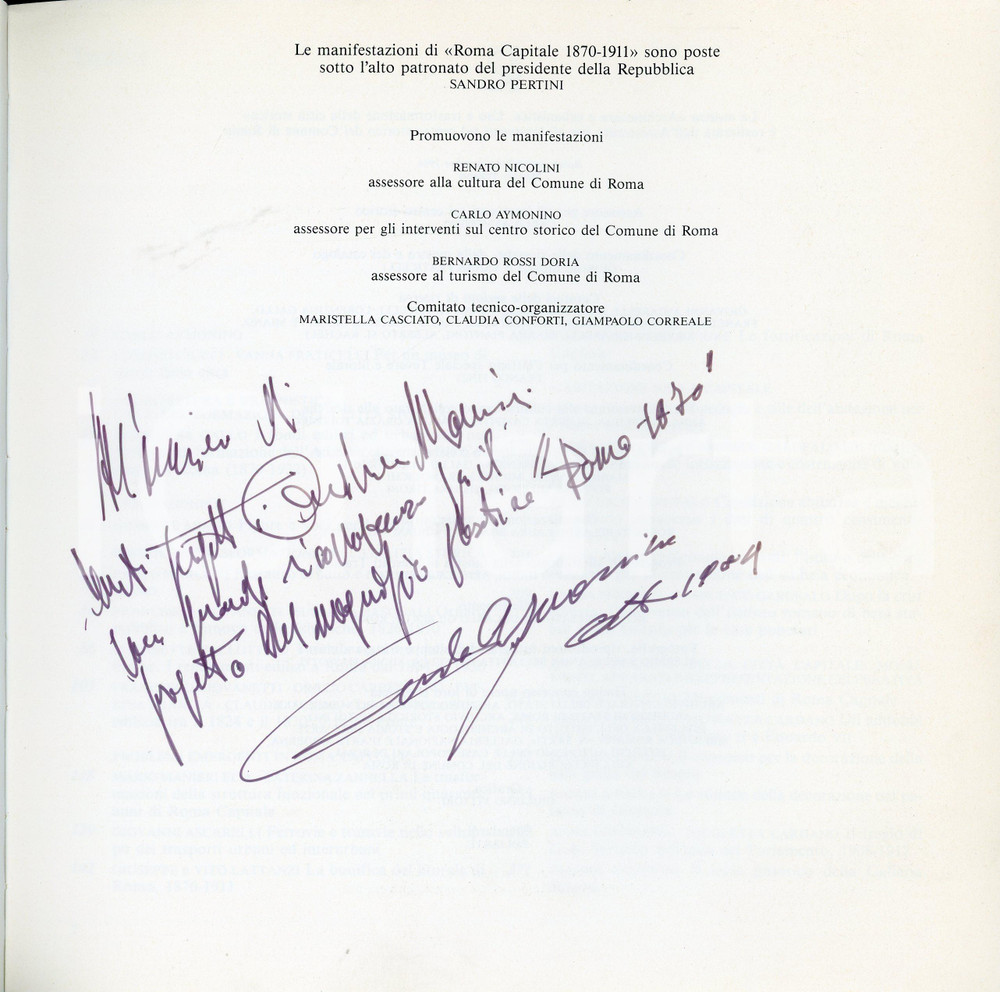 Libro, pubblicazione d epoca 1984 ROMA CAPITALE 18701911 Autografo Carlo AYMONINO Architettura e urbanistica 1