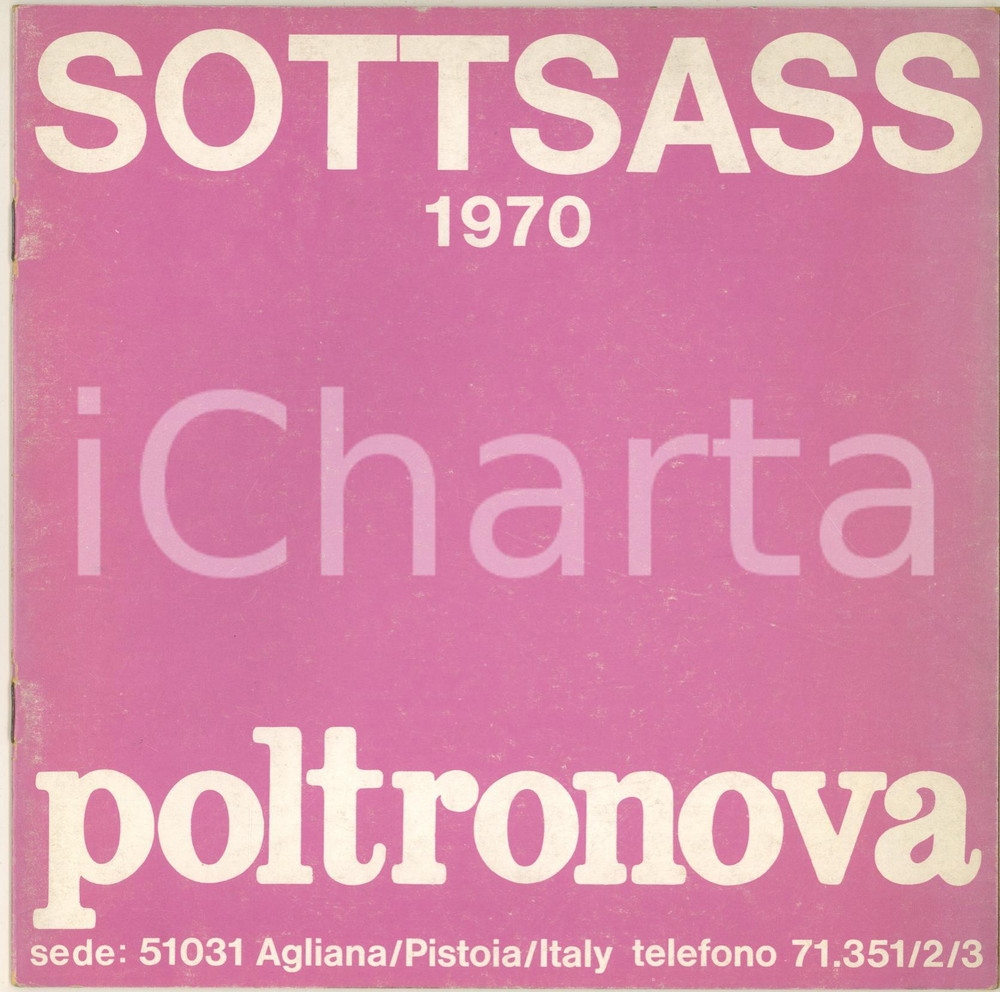 Materiale pubblicitario d’epoca 1970 AGLIANA PT POLTRONOVA Mobili design Ettore SOTTSASS Pieghevole 12 pp. 1