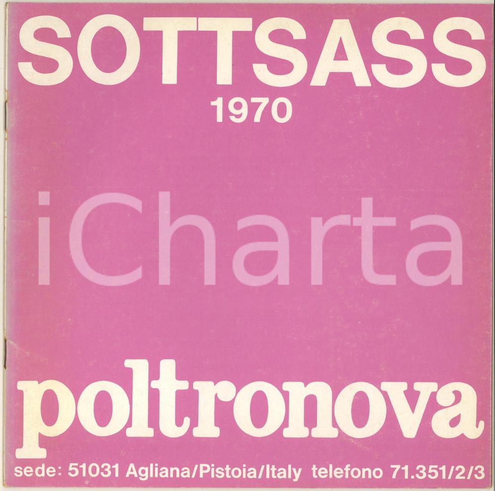 Materiale pubblicitario d’epoca 1970 AGLIANA PT POLTRONOVA Mobili design Ettore SOTTSASS  Pieghevole 12 pp. 1