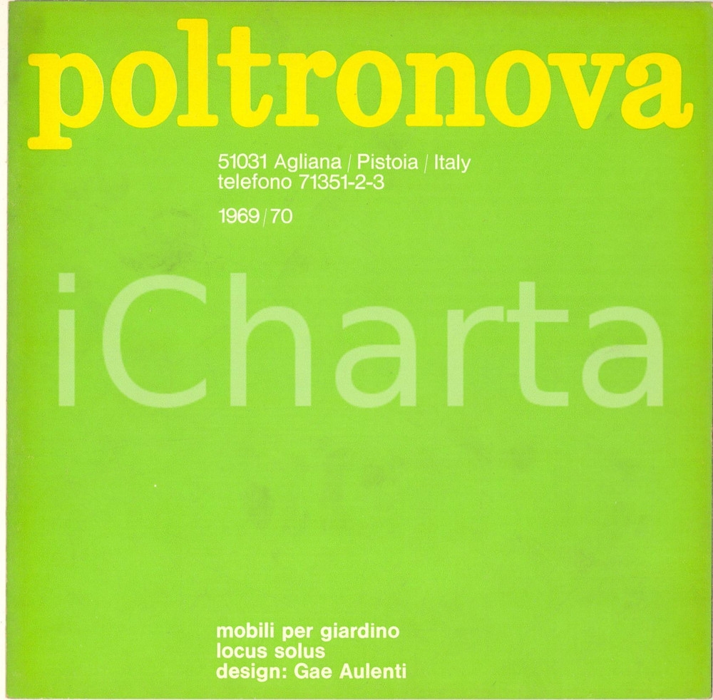Materiale pubblicitario d’epoca 1970 AGLIANA PT POLTRONOVA Mobili giardino design Gae AULENTI  Pieghevole 1