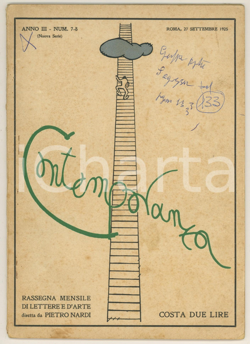Giornale, rivista storica 1925 CONTEMPORANEA Commemorazione Enrico Thovez  Maeterlink n°78 1