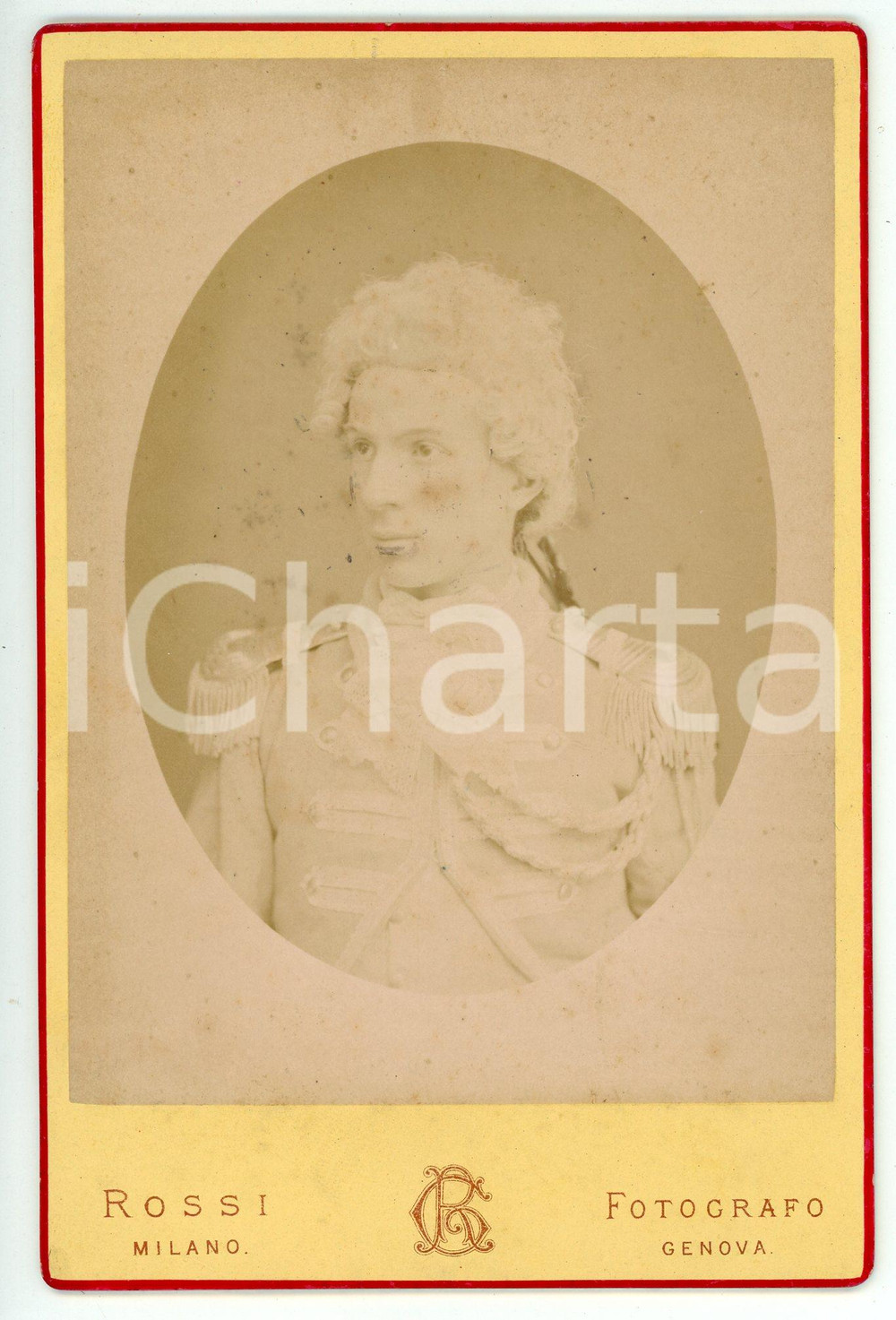 Fotografia d epoca originale 1890 ca MILANO Giovane in costume napoleonico  Foto ROSSI 1