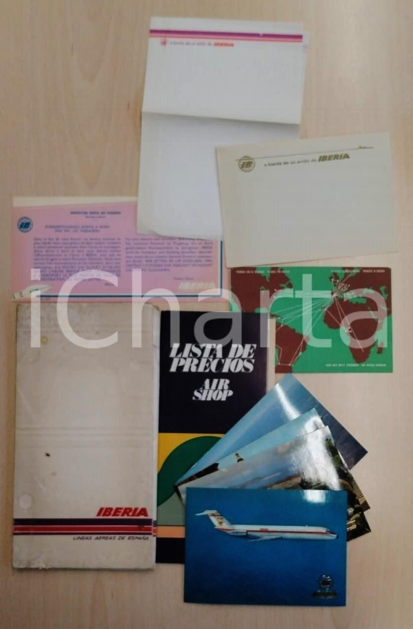 Materiale pubblicitario d’epoca 1974 IBERIA Lineas aereas de ESPANA Kit per la corrispondenza a bordo 1