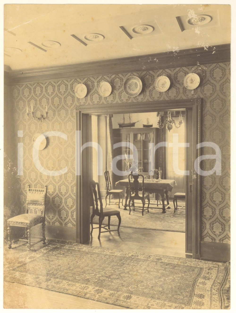 Fotografia d epoca originale 1940 ca ZURICH Casa F. W. RICHLER Soggiorno/studio  STREIFF & SCHINDLER Foto 1