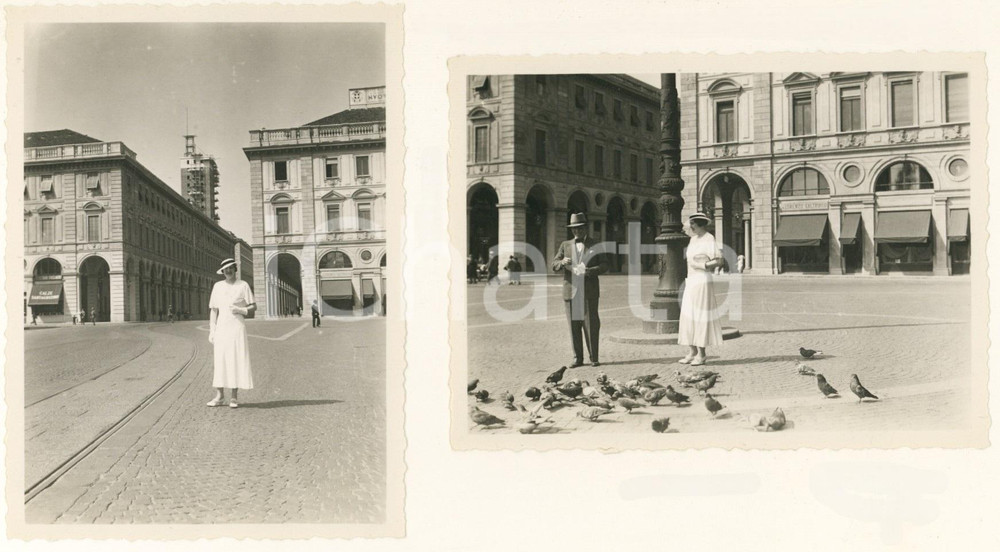 Fotografia d epoca originale 1934 TORINO Piazza Castello e via Roma Lotto 2 foto animate 12x9 cm GALTRUCCO 1