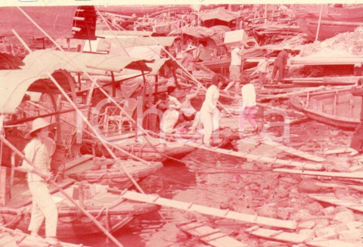 Fotografia d epoca originale 1970ca HONG KONG Image of typhoon shelter  35 mm VINTAGE SLIDE 1