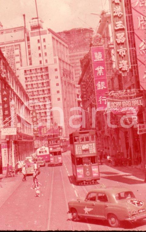 Fotografia d epoca originale 1970ca HONG KONG Image of Des Voeux road 35 mm VINTAGE SLIDE 1