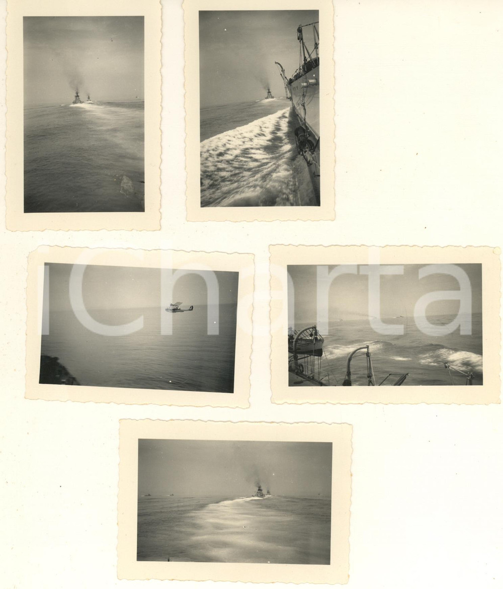 Fotografia d epoca originale 1933 GAETA Manovre squadra navale  R. Incrociatore ZARA  Idroplano 5 foto 8x6 1