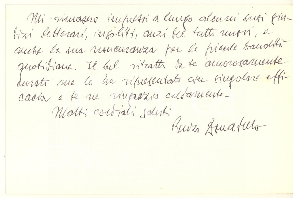 Autografo originale 1991 ESTE PD Renzo DONADELLO  Biglietto di ringraziamento Autografo 1