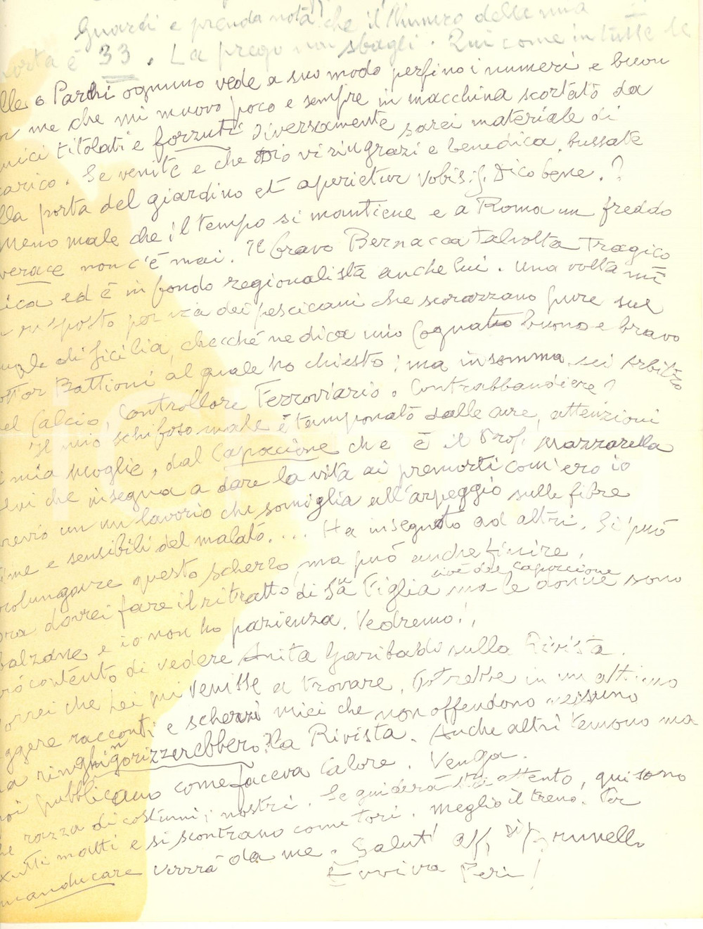 Autografo originale 1976 ROMA Pittore Luigi BRUNELLO al lavoro invita un vecchio amico Autografo 1