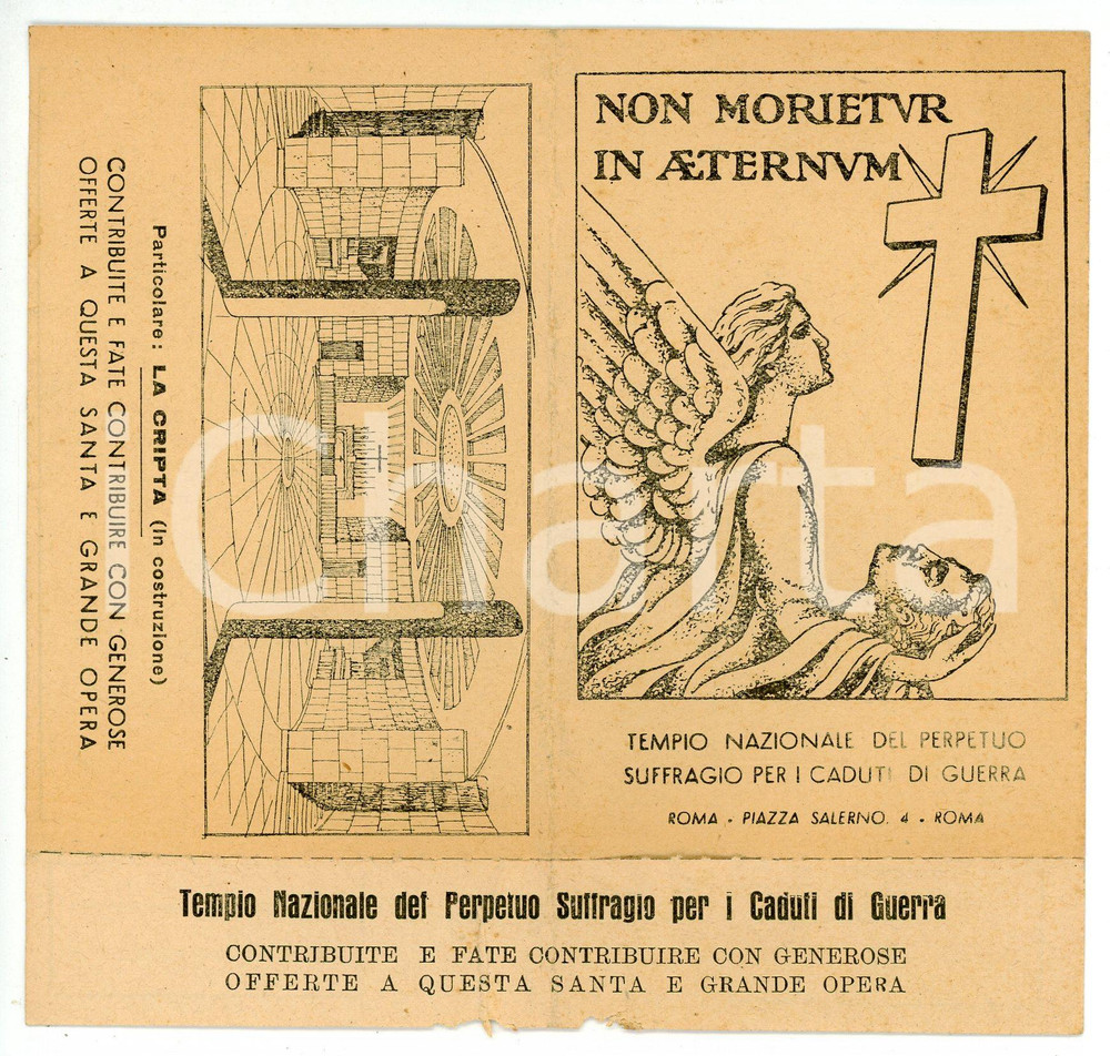 Fotografia d epoca originale 1945 ca ROMA Tempio perpetuo suffragio per i caduti di guerra  Calendarietto 1