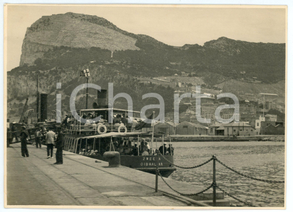 Fotografia d epoca originale 1940 ca GIBRALTAR Steamship ZWEENA at the dock  Photo 17x12 cm 1