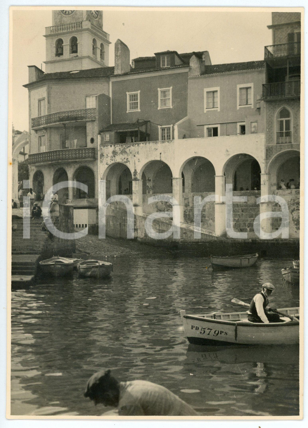 Fotografia d epoca originale 1940 ca AÇORES Ilha de São Miguel  Cais da Alfândega de Ponta Delgada  Photo 1