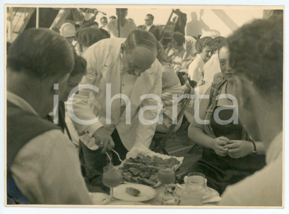 Fotografia d epoca originale 1930 ca LLOYD TRIESTINO Transatlantico  Buffet a bordo  Foto 17x12 cm 1