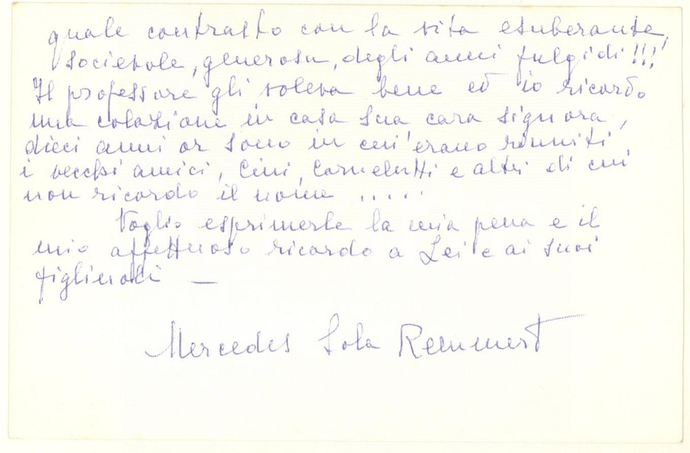 Autografo originale 1971 s. l. TORINO? Biglietto Mercedes REMMERT per condoglianze Autografo 1