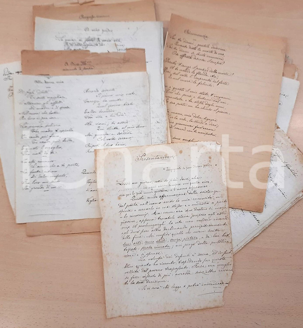 Manoscritto, lettera originale 1900 ca TRAPANI Gustavo SAETTI Versi  Raccolta INEDITA AUTOGRAFA 1