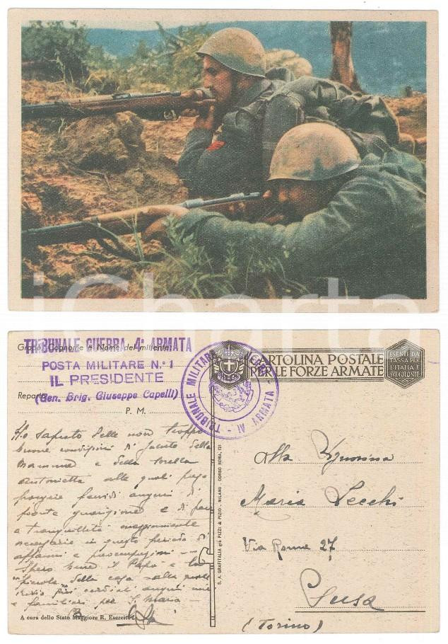 Cartolina originale da collezione 1943? WW2 Cartolina familiare gen. Gìuseppe CAPELLI  Tribunale Guerra 4 Armata 1