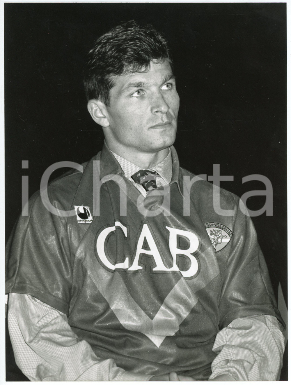 Fotografia d epoca originale 19921993 BRESCIA CALCIO Ioan SABAU durante conferenza stampa Foto 17x23 cm 1