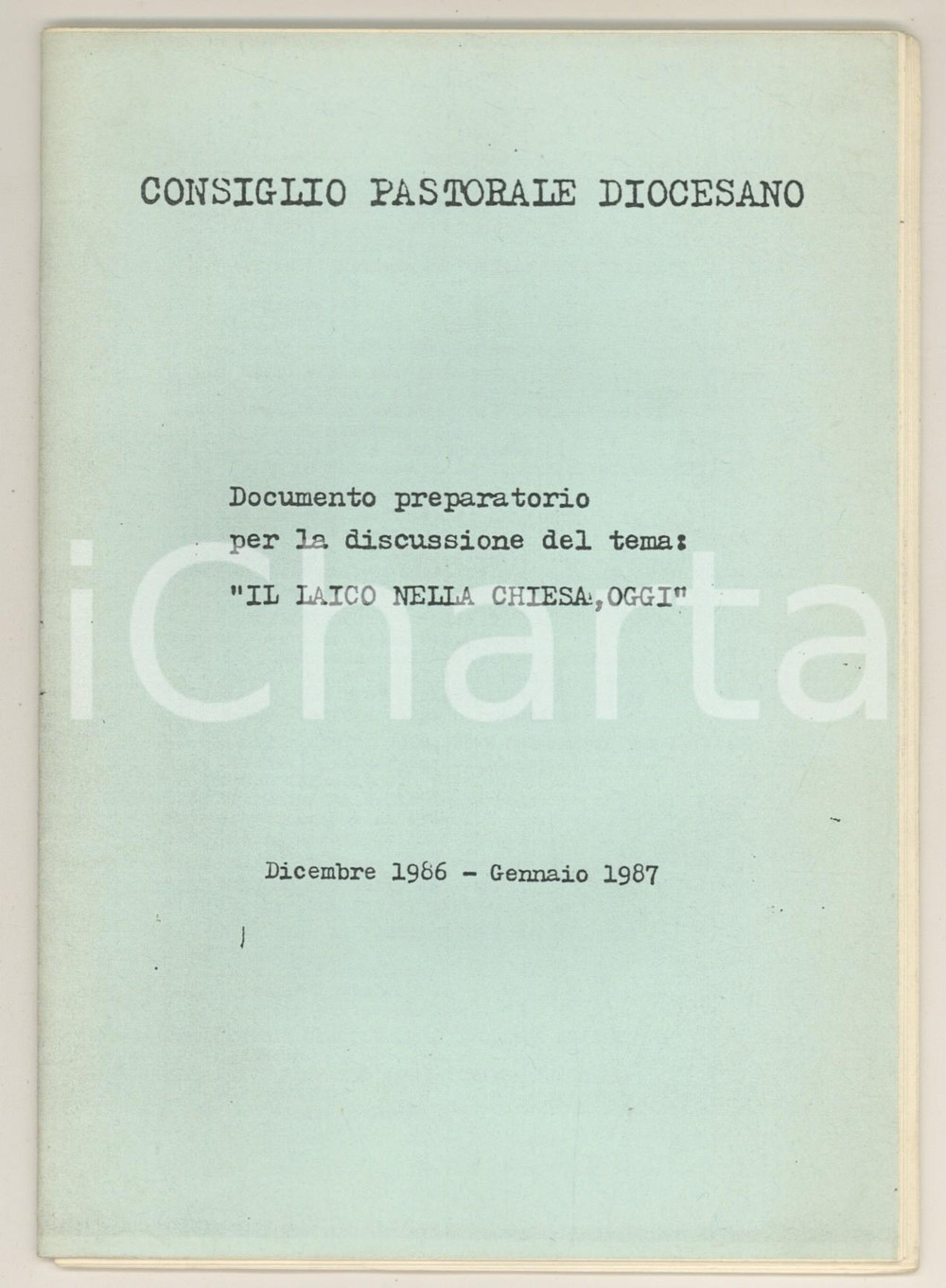 Manoscritto, lettera originale 1987 Decanato TREZZO SULL ADDA  Documento preparatorio Il laico nella chiesa 1