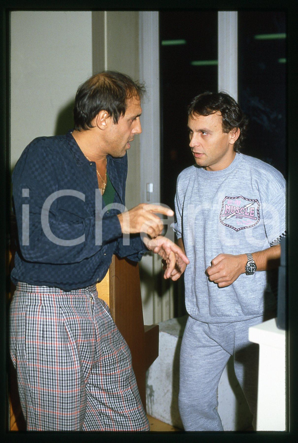 Fotografia d epoca originale 1990 ca MUSICA Adriano CELENTANO Franco MISERIA 35mm VINTAGE SLIDE 2 1