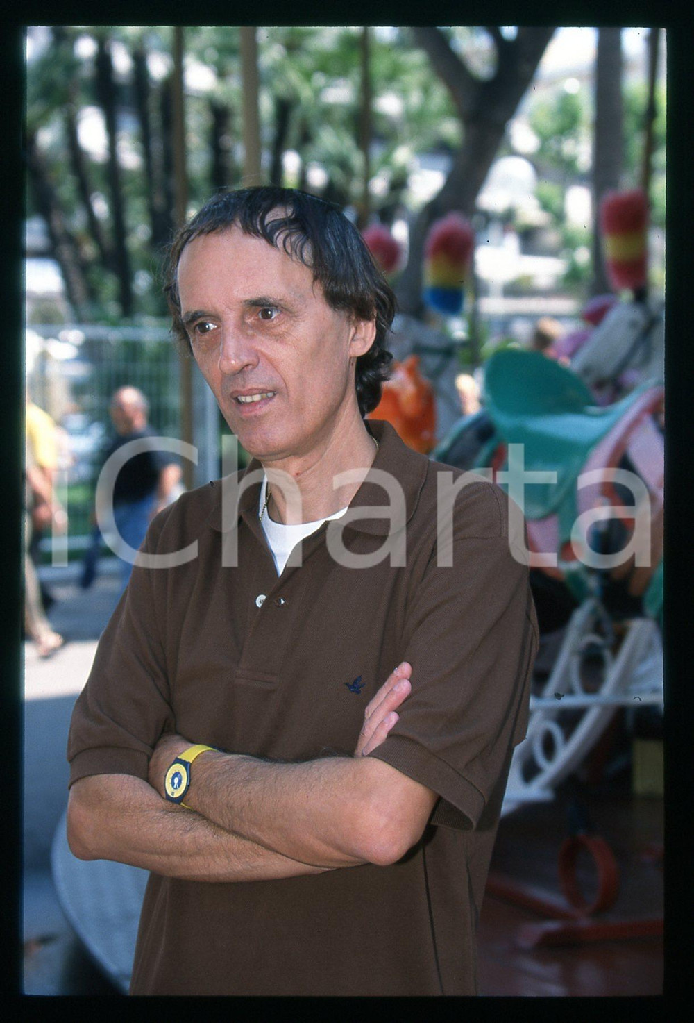Fotografia d epoca originale 1997 CANNES Dario ARGENTO al luna park 35mm VINTAGE SLIDE 3 1
