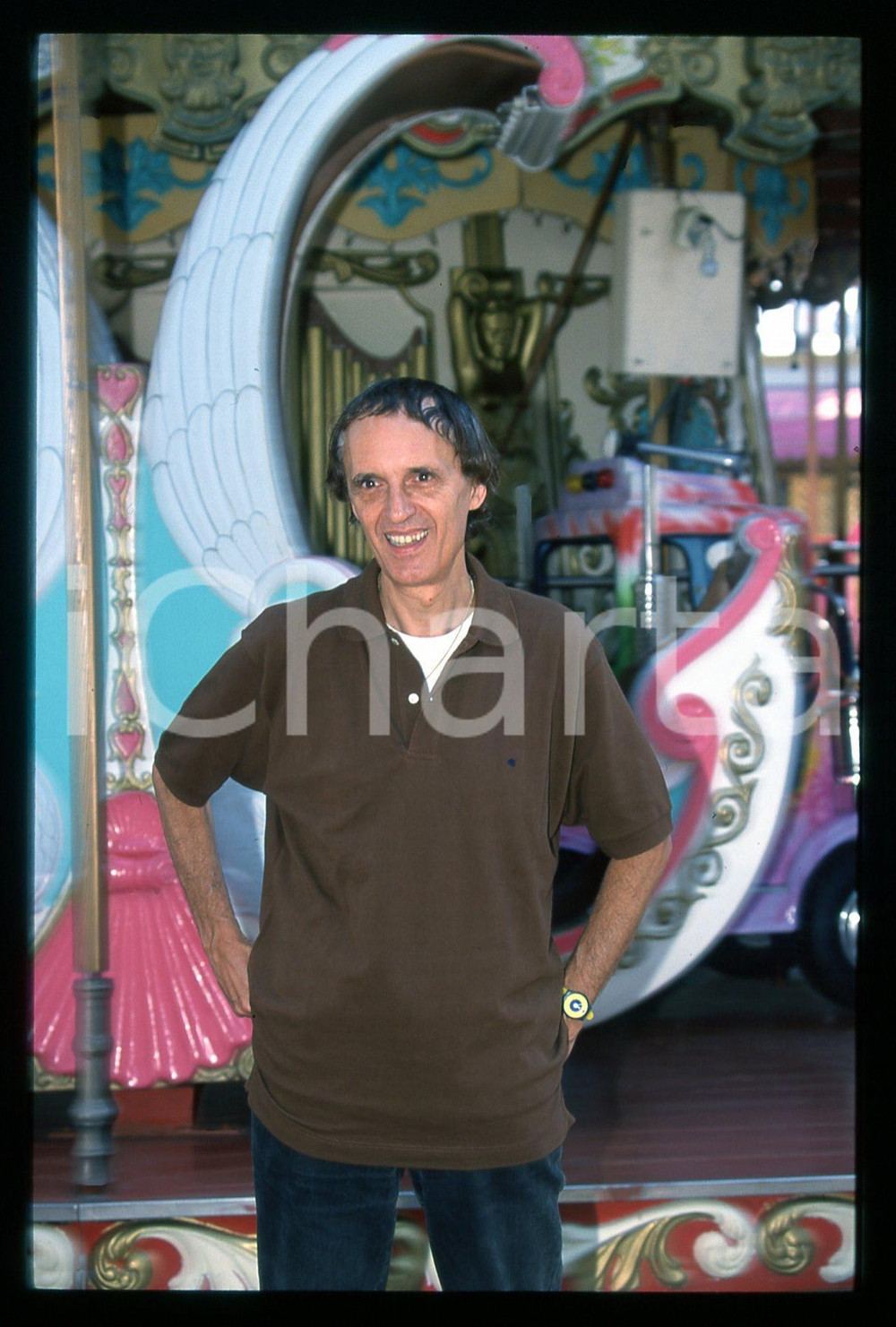 Fotografia d epoca originale 1997 CANNES Dario ARGENTO al luna park 35mm VINTAGE SLIDE 13 1