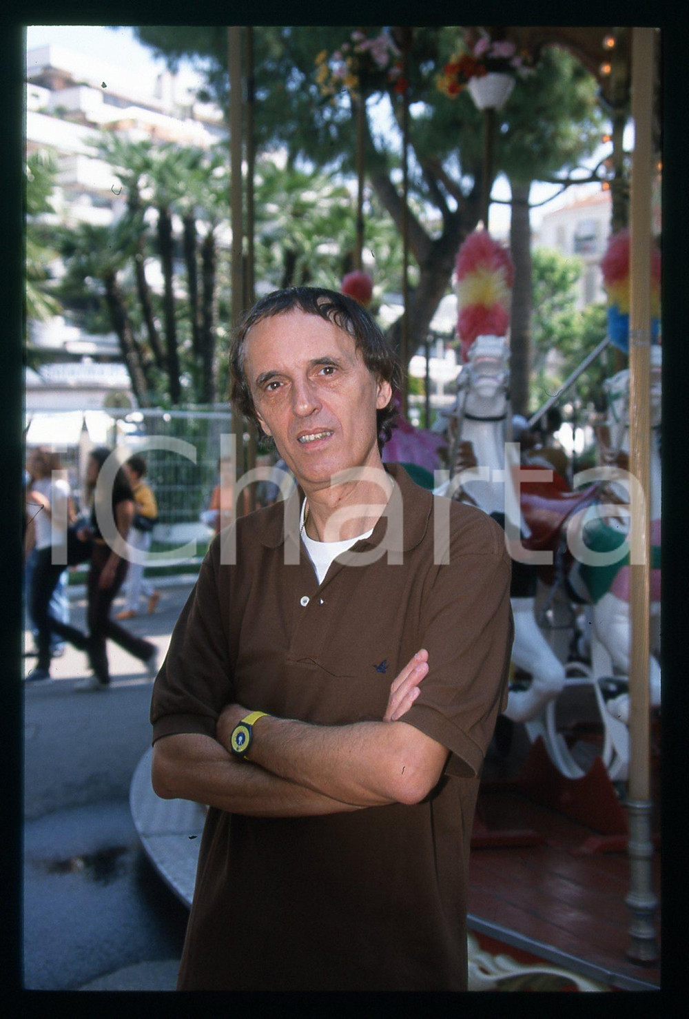 Fotografia d epoca originale 1997 CANNES Dario ARGENTO al luna park 35mm VINTAGE SLIDE 9 1