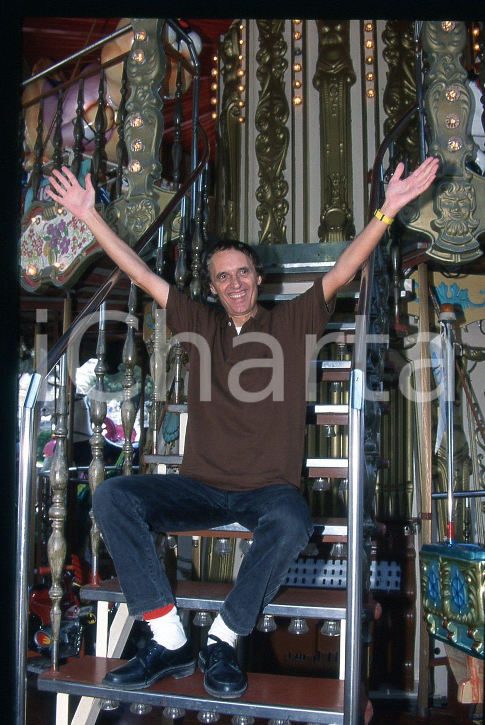 Fotografia d epoca originale 1997 CANNES Dario ARGENTO al luna park 35mm VINTAGE SLIDE 17 1