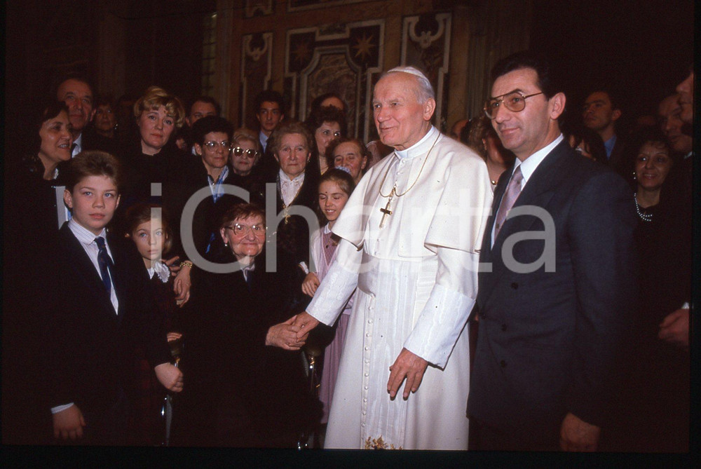 Fotografia d epoca originale 1990 ca VATICANO Papa GIOVANNI PAOLO II Giordano PELLEGRINI 35mm VINTAGE SLIDE 1 1