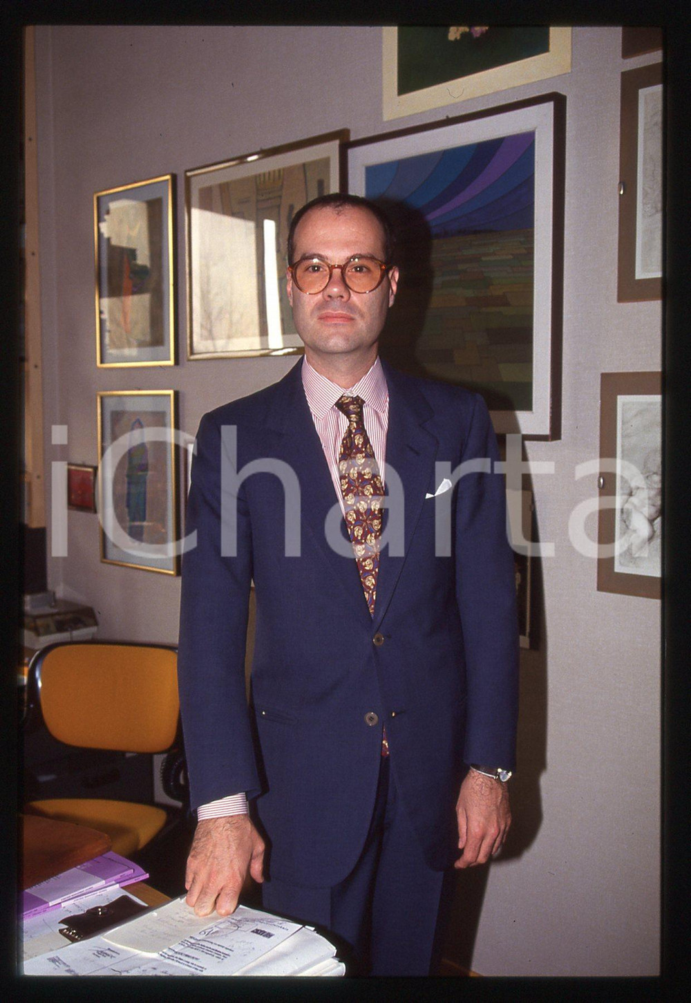 Fotografia d epoca originale 1990 ca ECONOMIA  Gianluca COLOMBO Ritratto professore 35mm VINTAGE SLIDE 12 1