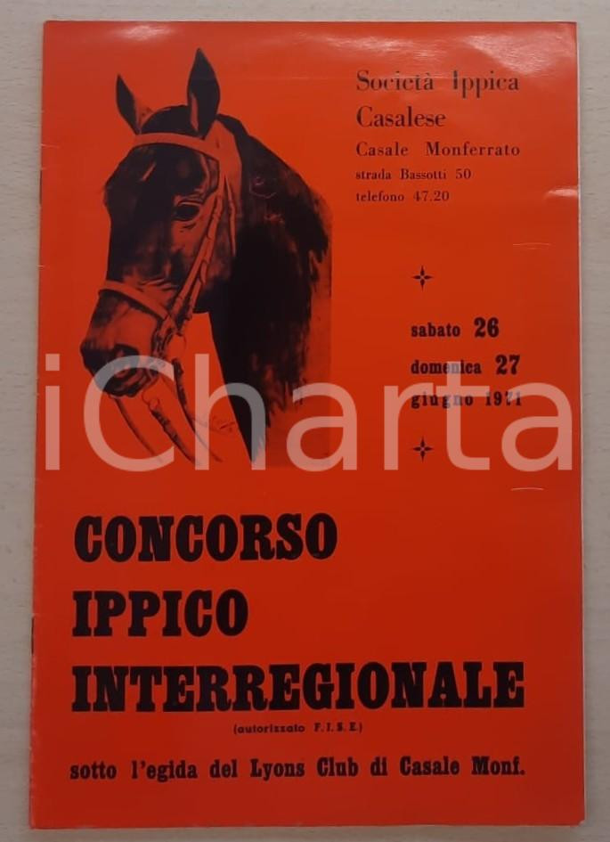 Materiale pubblicitario d’epoca 1971 CASALE MONFERRATO Società Ippica Casalese  Concorso ippico interregionale 1