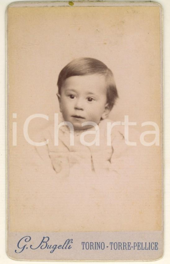 Fotografia d epoca originale 1910 ca TORRE PELLICE Ritratto di bambino  Foto Giulio BUGELLI CDV 1