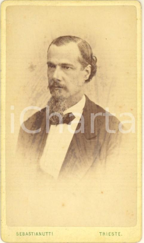 Fotografia d epoca originale 1887 TRIESTE Ritratto di Giuseppe LANG  Foto SEBASTIANUTTI CDV 1