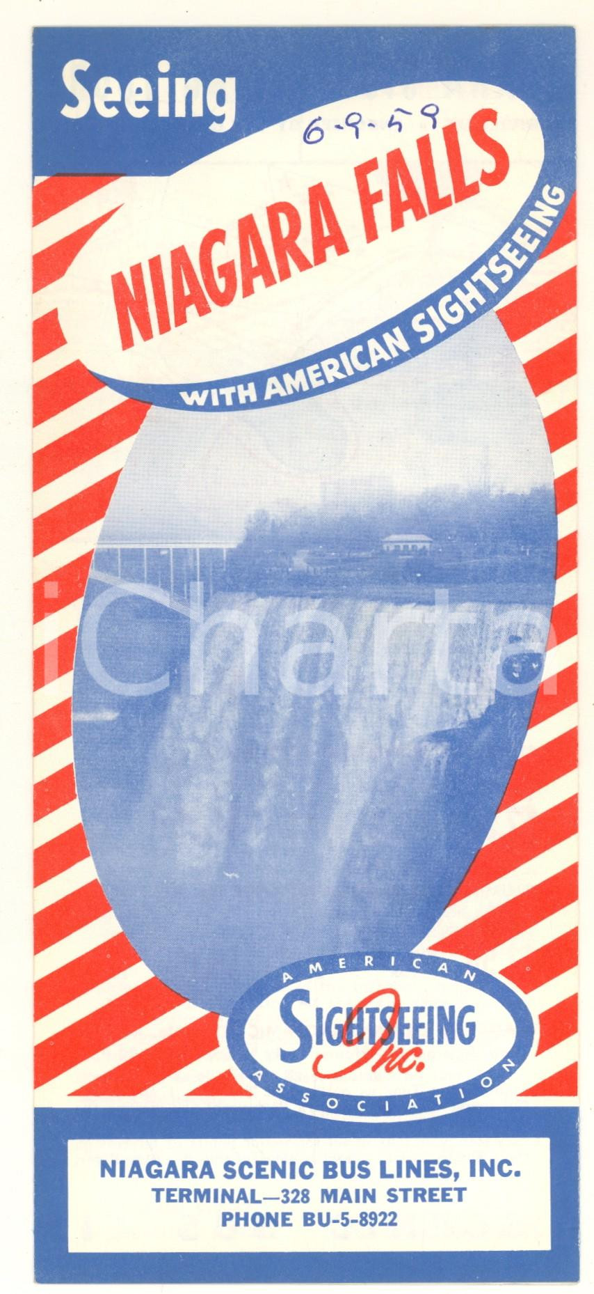 Materiale pubblicitario d’epoca 1959 USA  NIAGARA FALLS  Vintage brochure Niagara Scenic Bus Lines 1