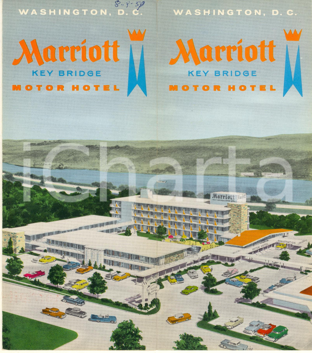 Materiale pubblicitario d’epoca 1959 WASHINGTON USA  MARRIOTT Key Bridge Motor Hotel  Vintage brochure 1