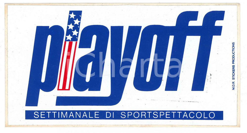 Oggetto da collezione cartaceo 1990 ca PLAYOFF Settimanale di sport  spettacolo  Etichetta 15x8 cm 1