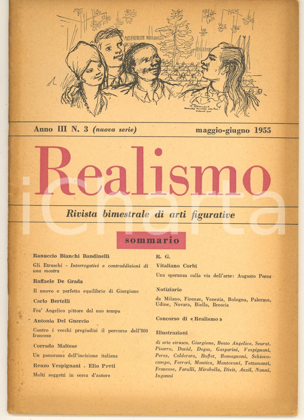 Giornale, rivista storica 1955 REALISMO Mostra Etrusca a Milano  Equilibri di Giorgione Rivista n°16 1