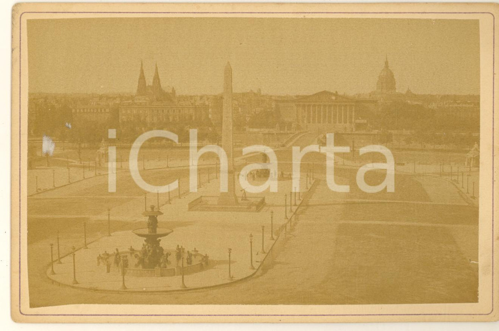 Fotografia d epoca originale 1885 ca FRANCE PARIS Place de la Concorde  Photo Henri GUERARD 17x11 cm 1