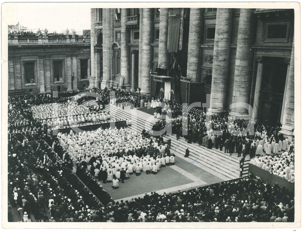 Fotografia d epoca originale 1954 ROMA Piazza SAN PIETRO  Papa PIO XII  Santificazione PIO X Foto 24x18 1