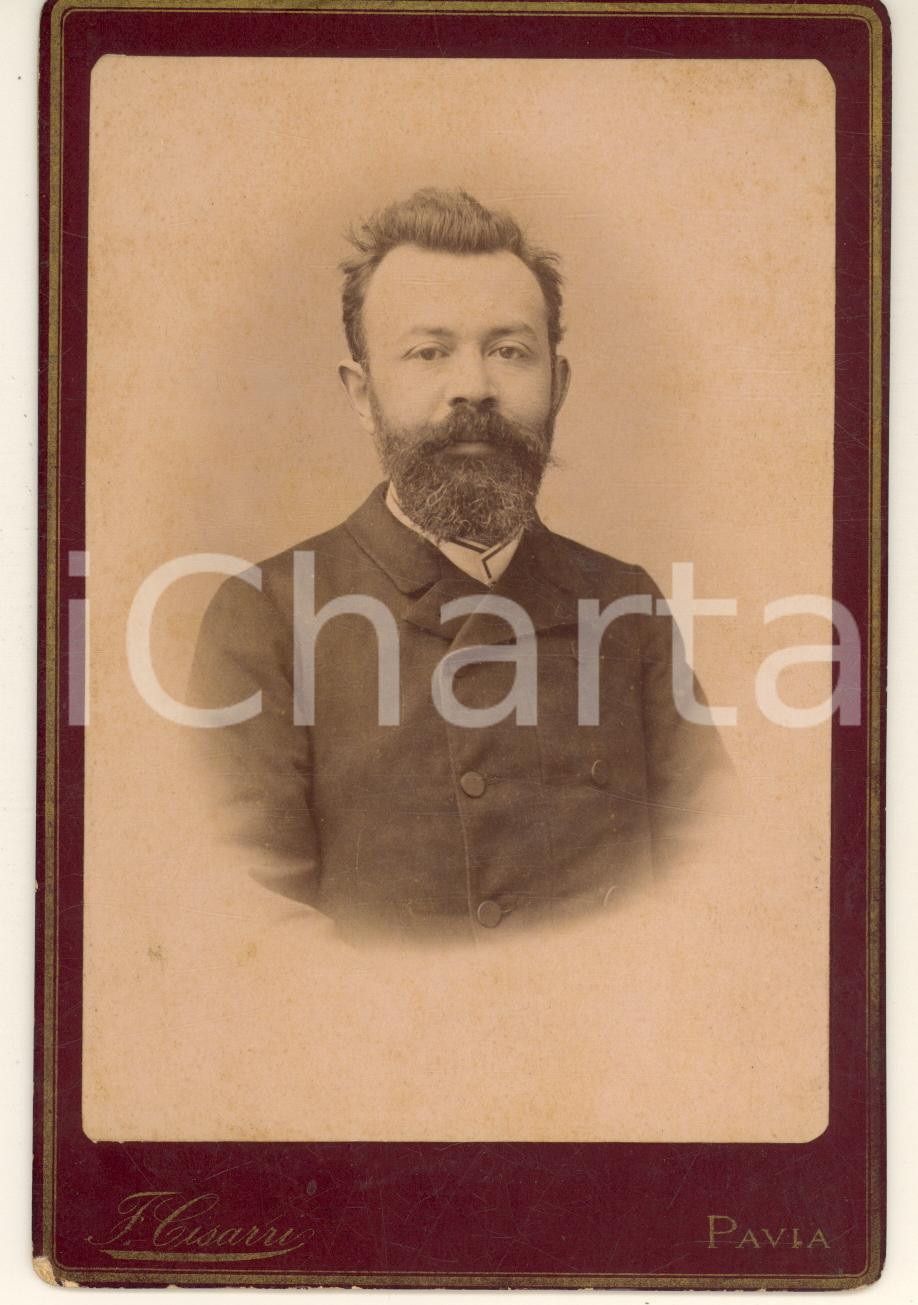 Fotografia d epoca originale 1890 ca PAVIA Ritratto di giovane uomo Foto Clotilde ECCLESIA 11x16 cm 1