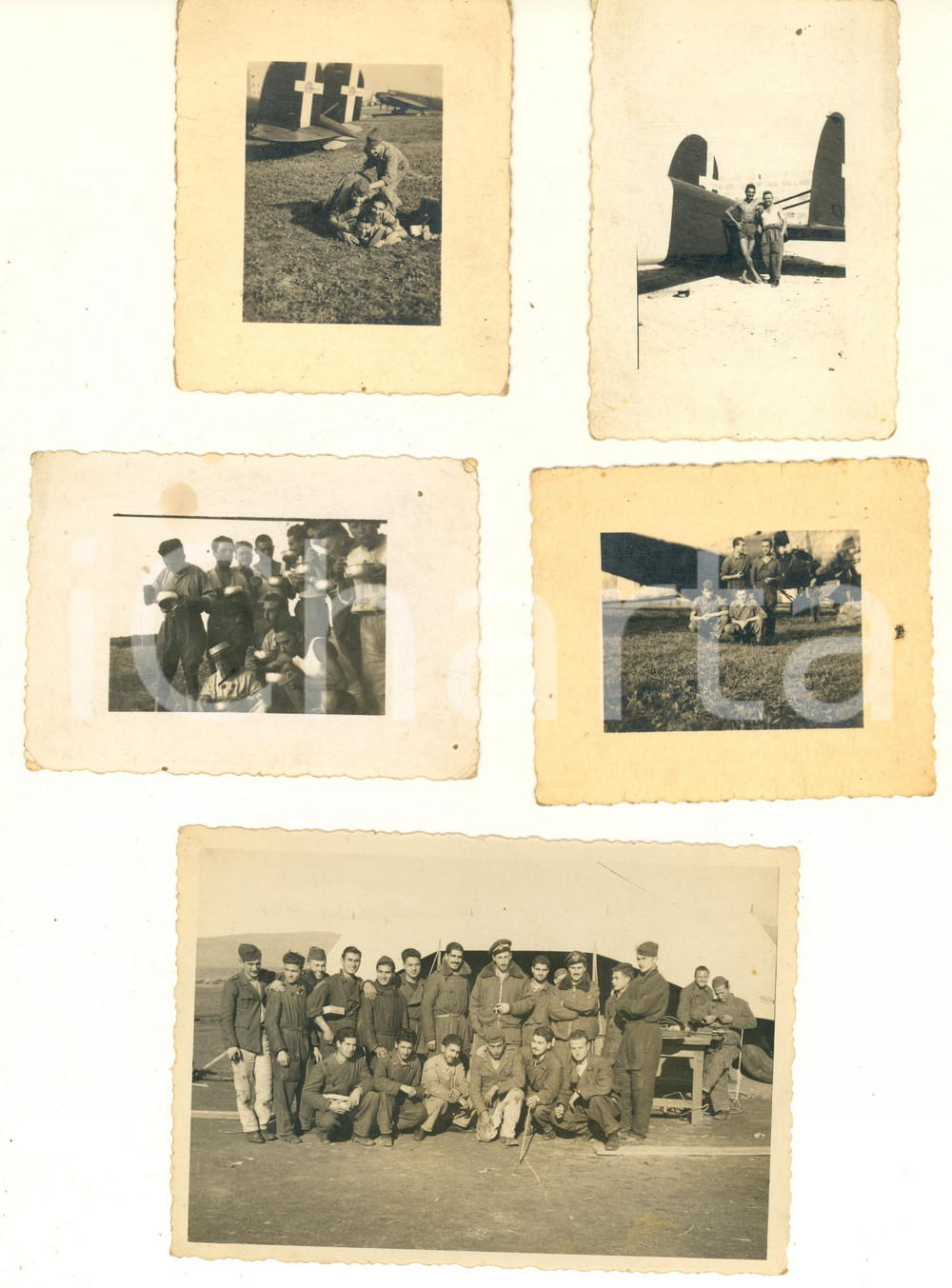Fotografia d epoca originale 1940 ca REGIA AERONAUTICA  CASTELVETRANO  Bombardieri e avieri Lotto 5 foto 1