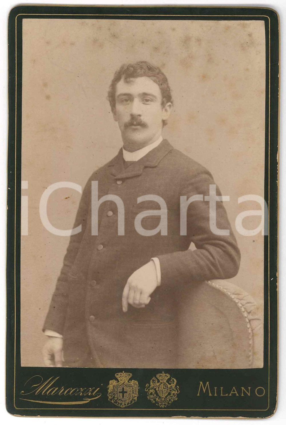 Fotografia d epoca originale 1886 MILANO Ritratto di giovane uomo  Foto MARCOZZI 11x16 cm 1