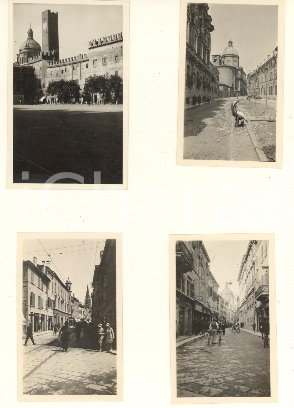 Fotografia d epoca originale 1920 ca MANTOVA Piazza Sordello  Via Magistrato  Via Poma 4 foto ANIMATE 5x8 1