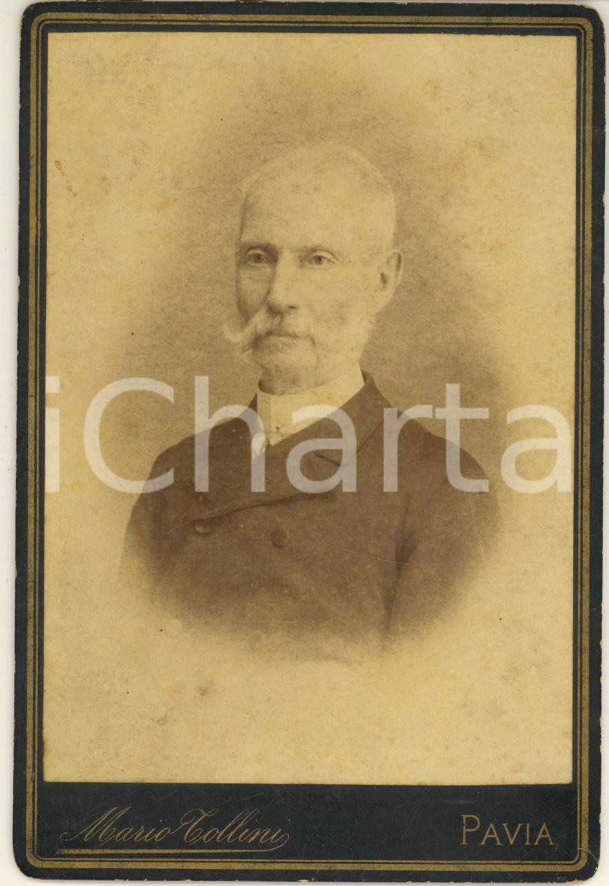 Fotografia d epoca originale 1880 ca PAVIA Ritratto di uomo anziano  Busto Foto Mario TOLLINI 11x16 cm 1