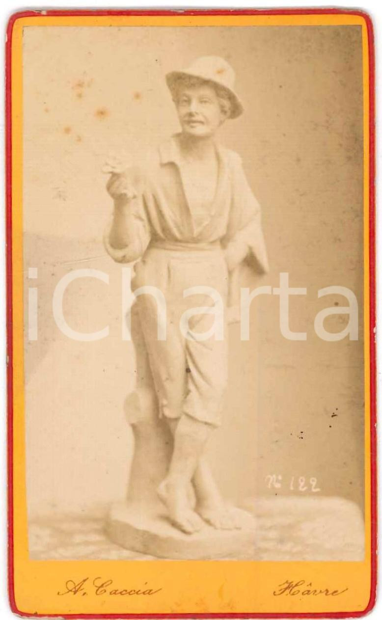 Fotografia d epoca originale 1885 ca LE HAVRE Statuetta in terracotta  Popolano Foto RARA A. CACCIA CDV 1